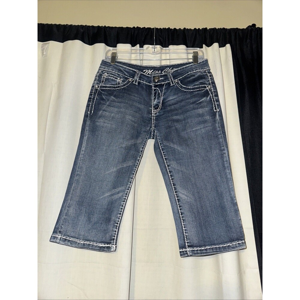 Miss Chic Size 9 Capri Embellished Blue Jeans